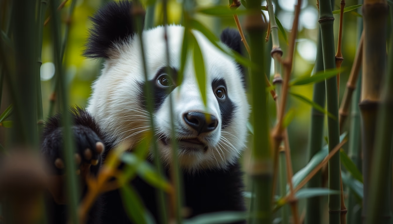 bamboo forest panda in editorial style