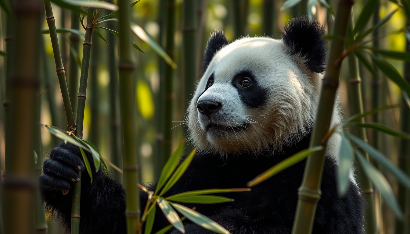 bamboo forest panda in editorial style