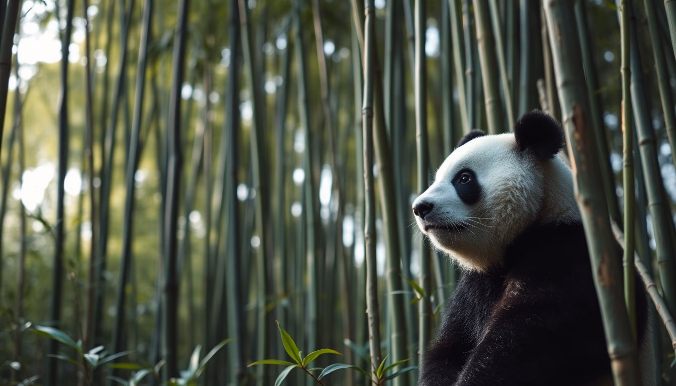 bamboo forest panda in editorial style