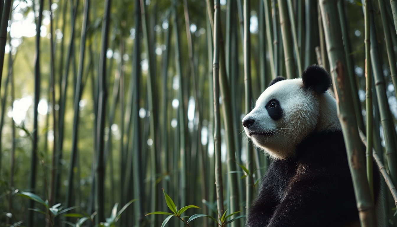bamboo forest panda in editorial style