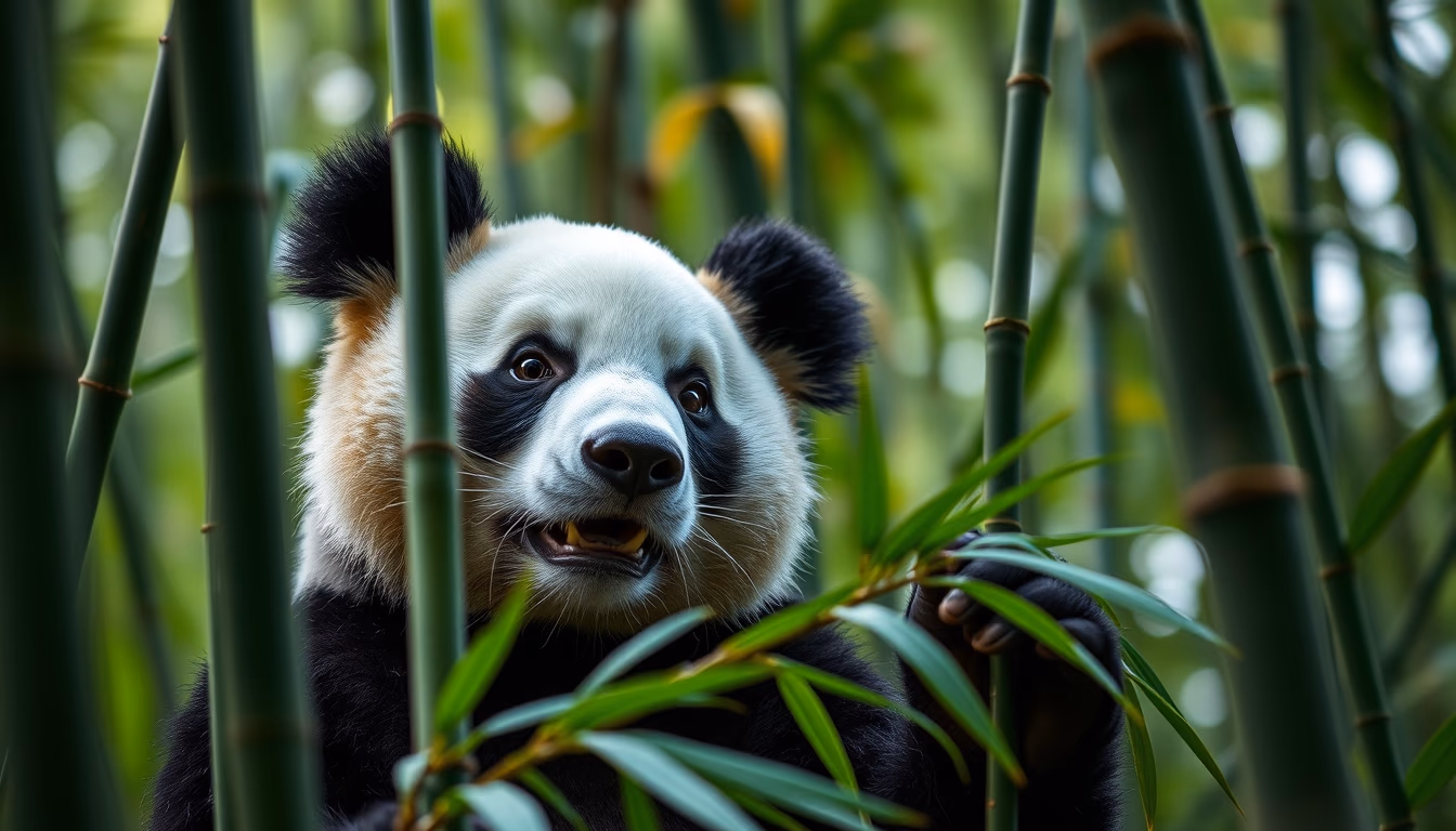 bamboo forest panda in editorial style