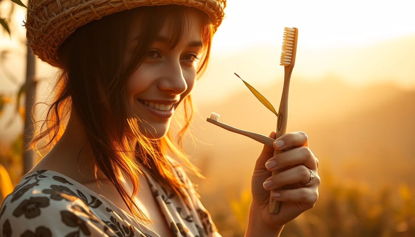 bamboo toothbrush eco in editorial style