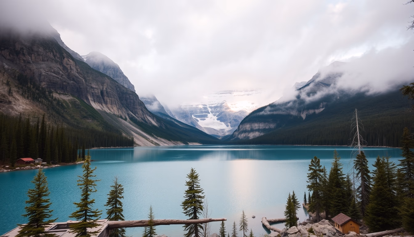 banff lake louise in editorial style