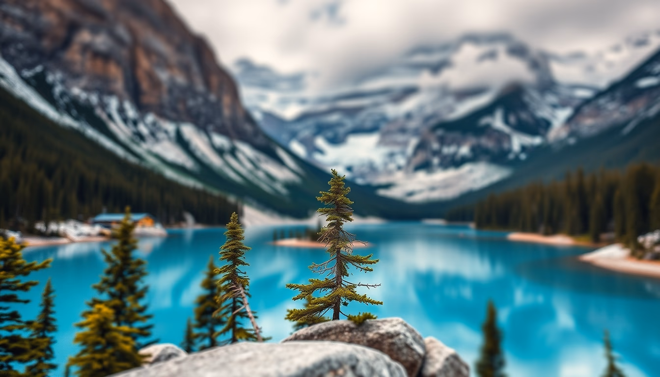 banff lake louise in editorial style