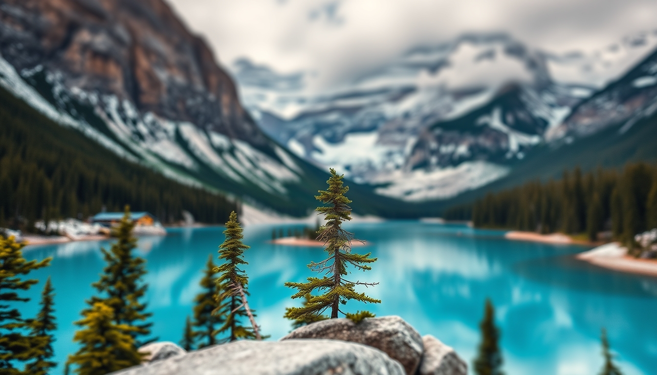 banff lake louise in editorial style