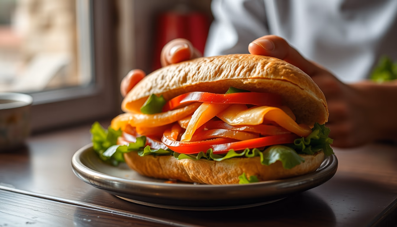 banh mi sandwich in editorial style