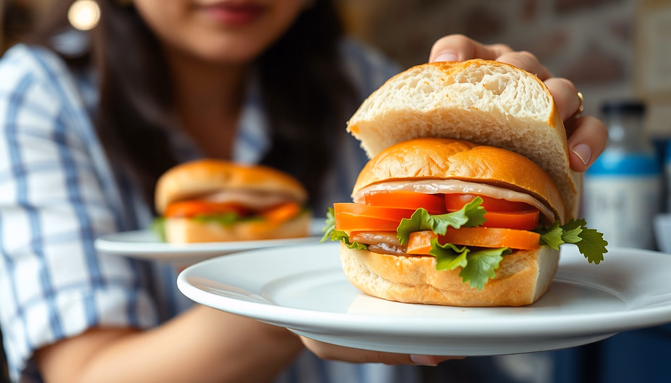 banh mi sandwich in editorial style