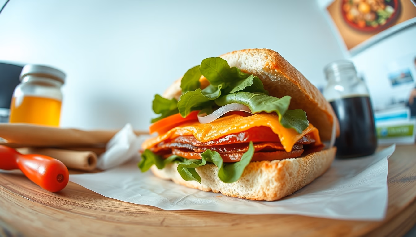 banh mi sandwich in editorial style