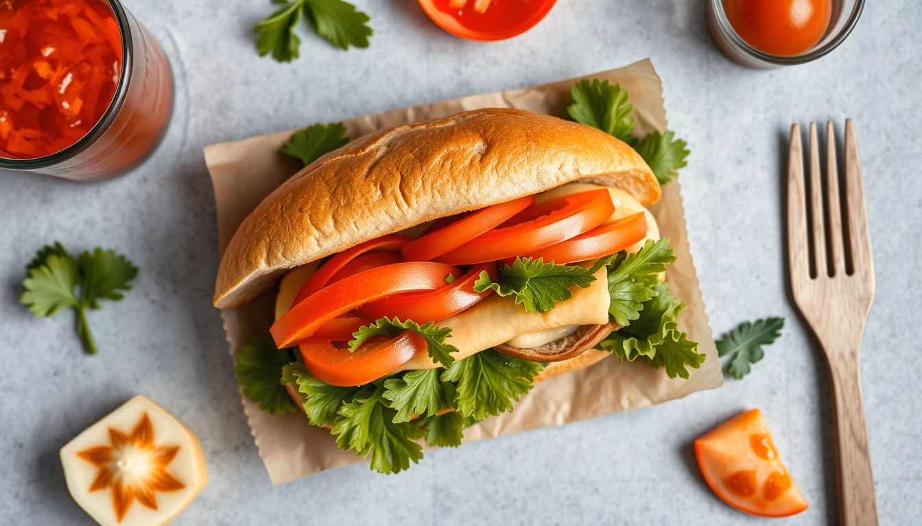 banh mi sandwich in editorial style