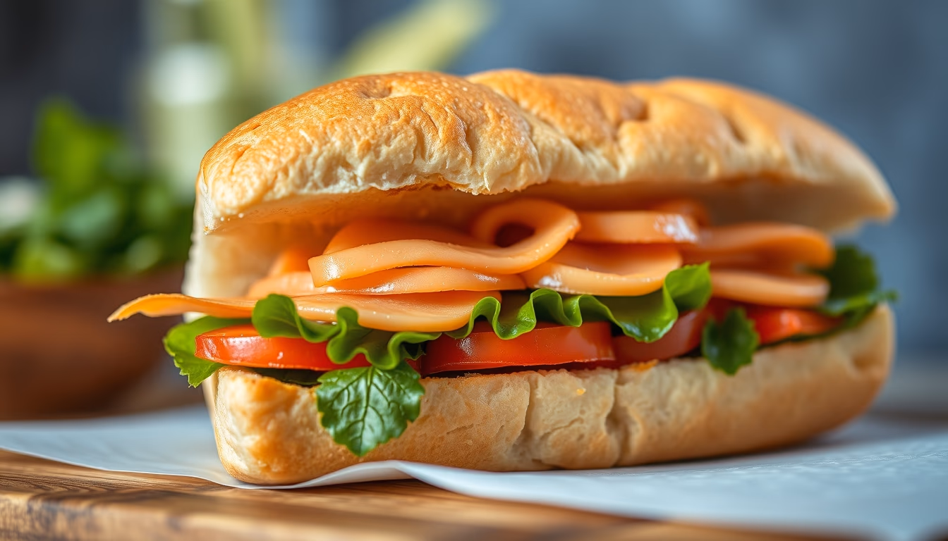 banh mi sandwich in editorial style