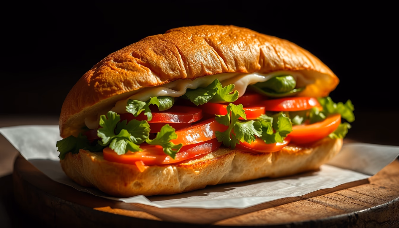 banh mi sandwich in editorial style