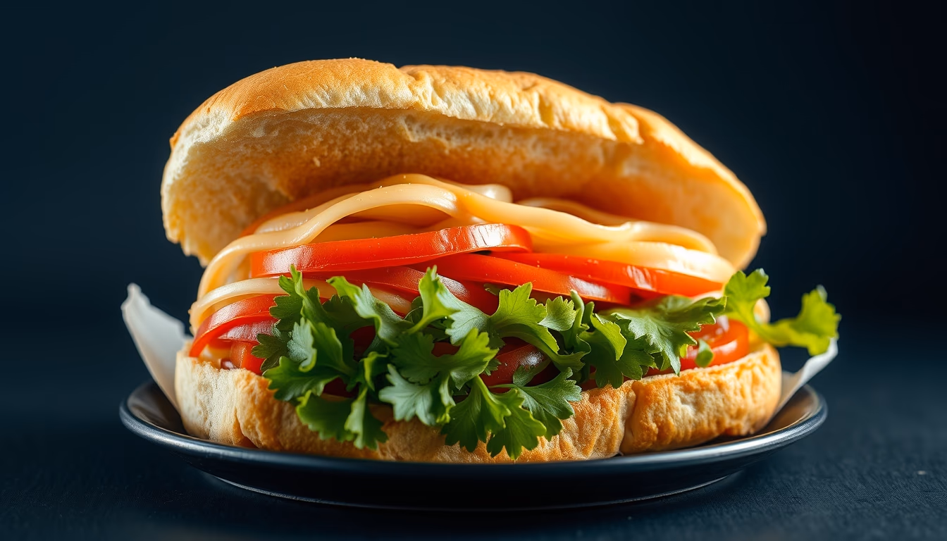 banh mi sandwich in editorial style