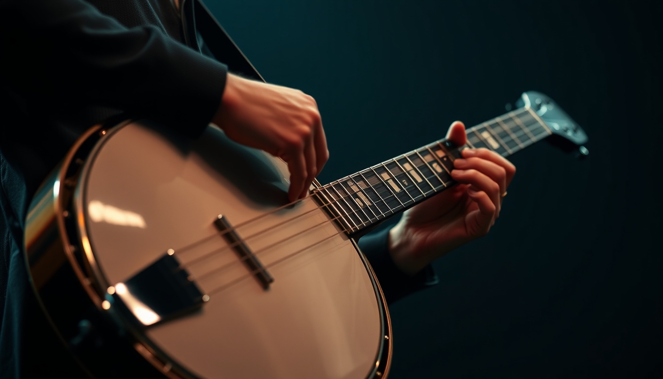 banjo five string in editorial style