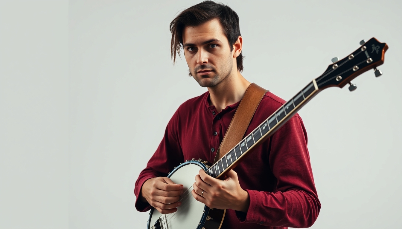 banjo five string in editorial style