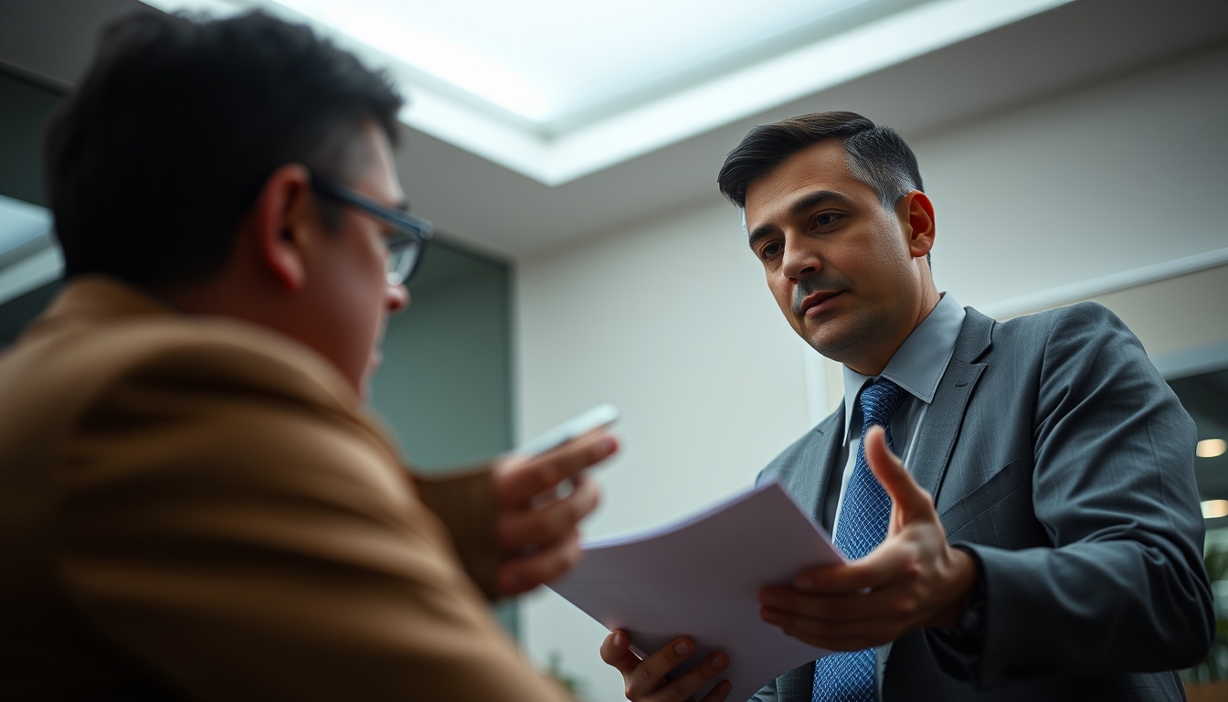 banker explaining interest rate to a client in editorial style