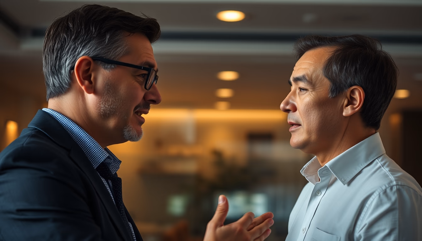 banker explaining interest rate to a client in editorial style