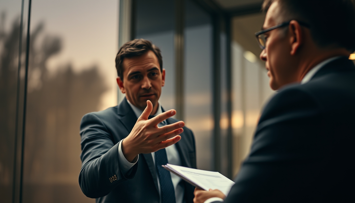 banker explaining interest rate to a client in editorial style