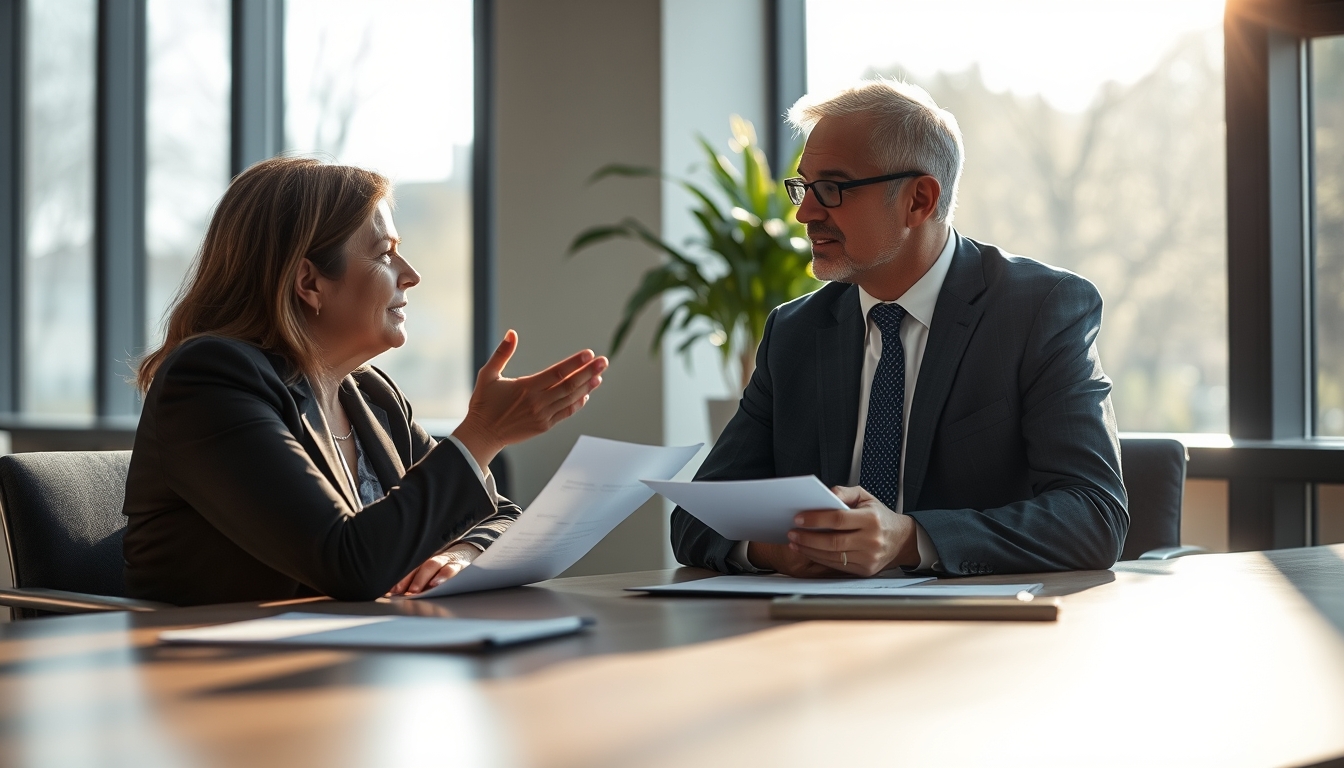 banker explaining interest rate to a client in editorial style