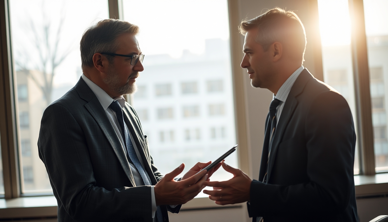 banker explaining interest rate to a client in editorial style