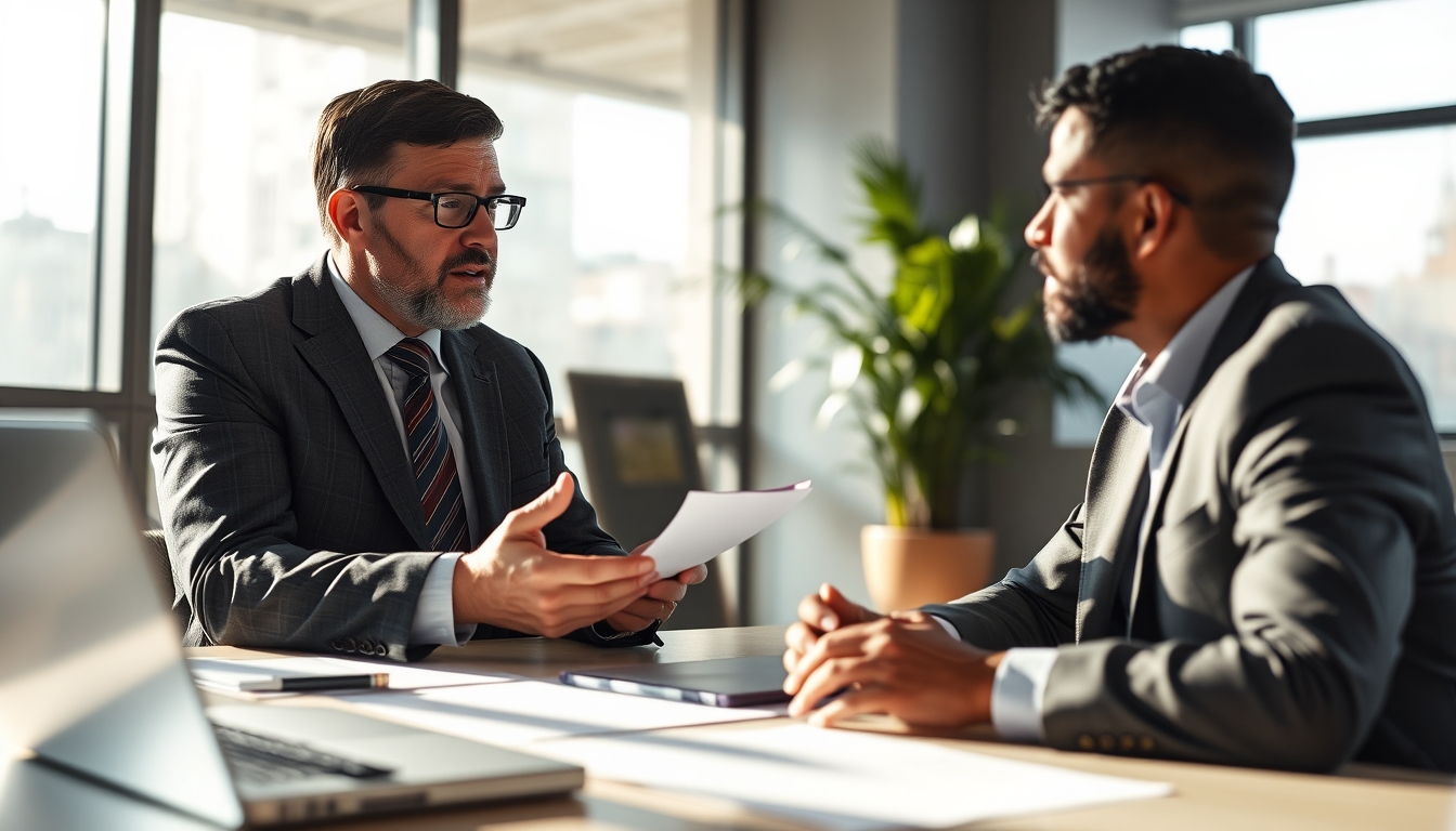 banker explaining interest rate to a client in editorial style