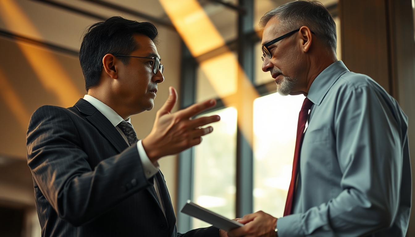 banker explaining interest rate to a client in editorial style