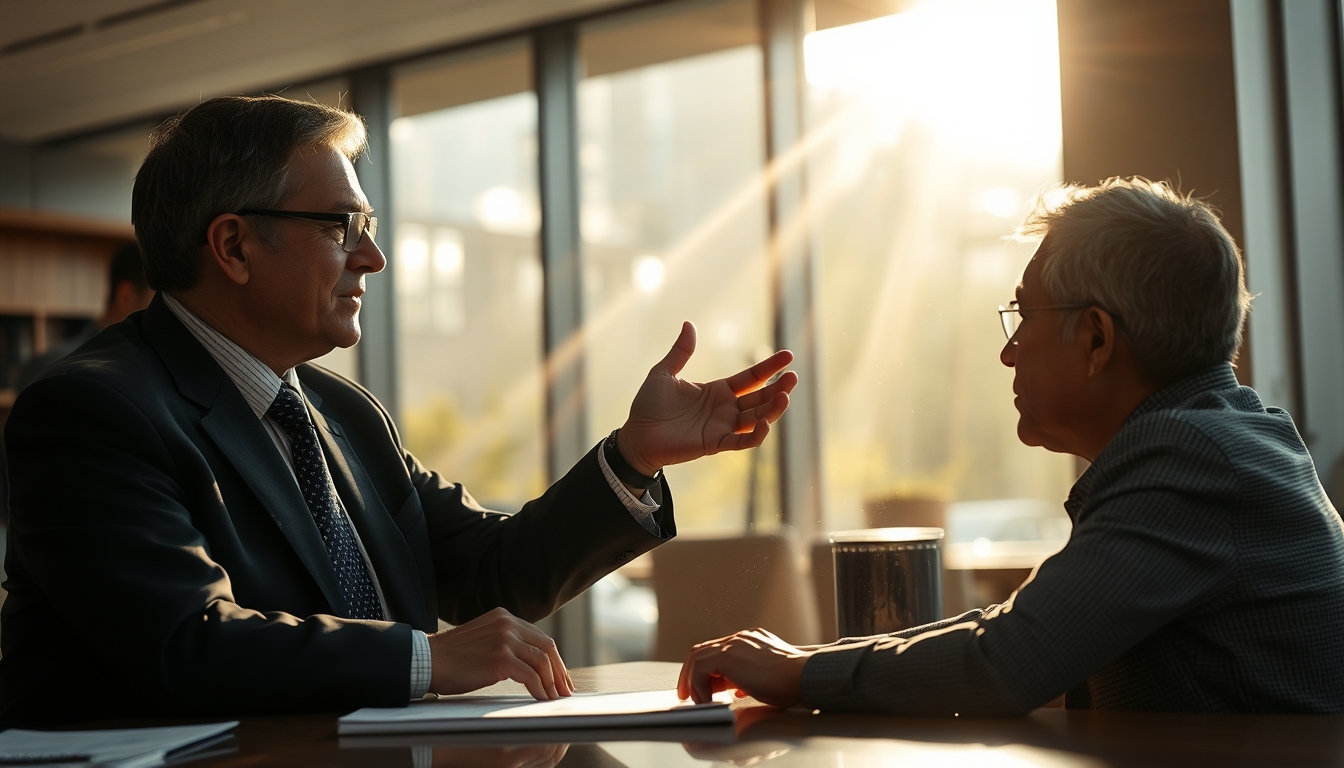 banker explaining interest rate to a client in editorial style