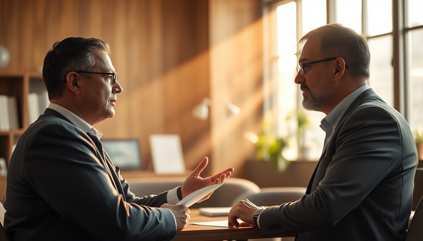 banker explaining interest rate to a client in editorial style
