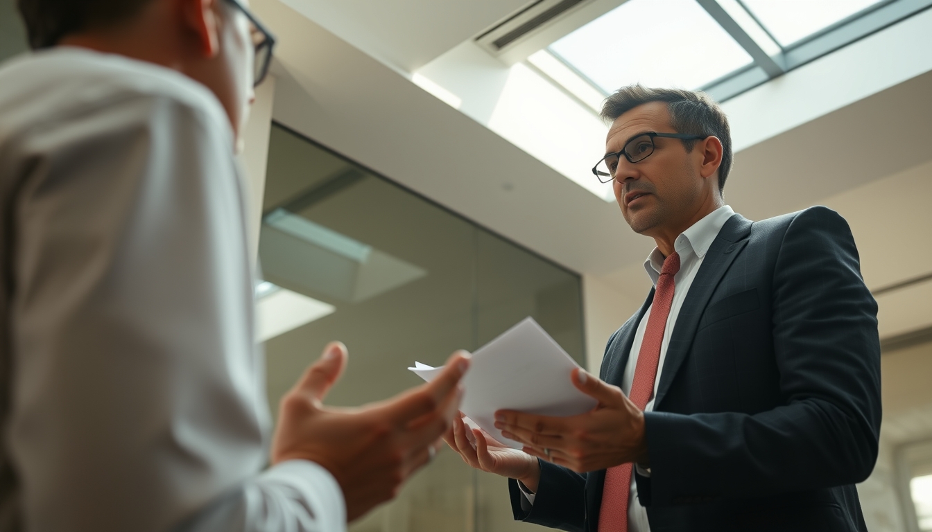 banker explaining interest rate to a client in editorial style