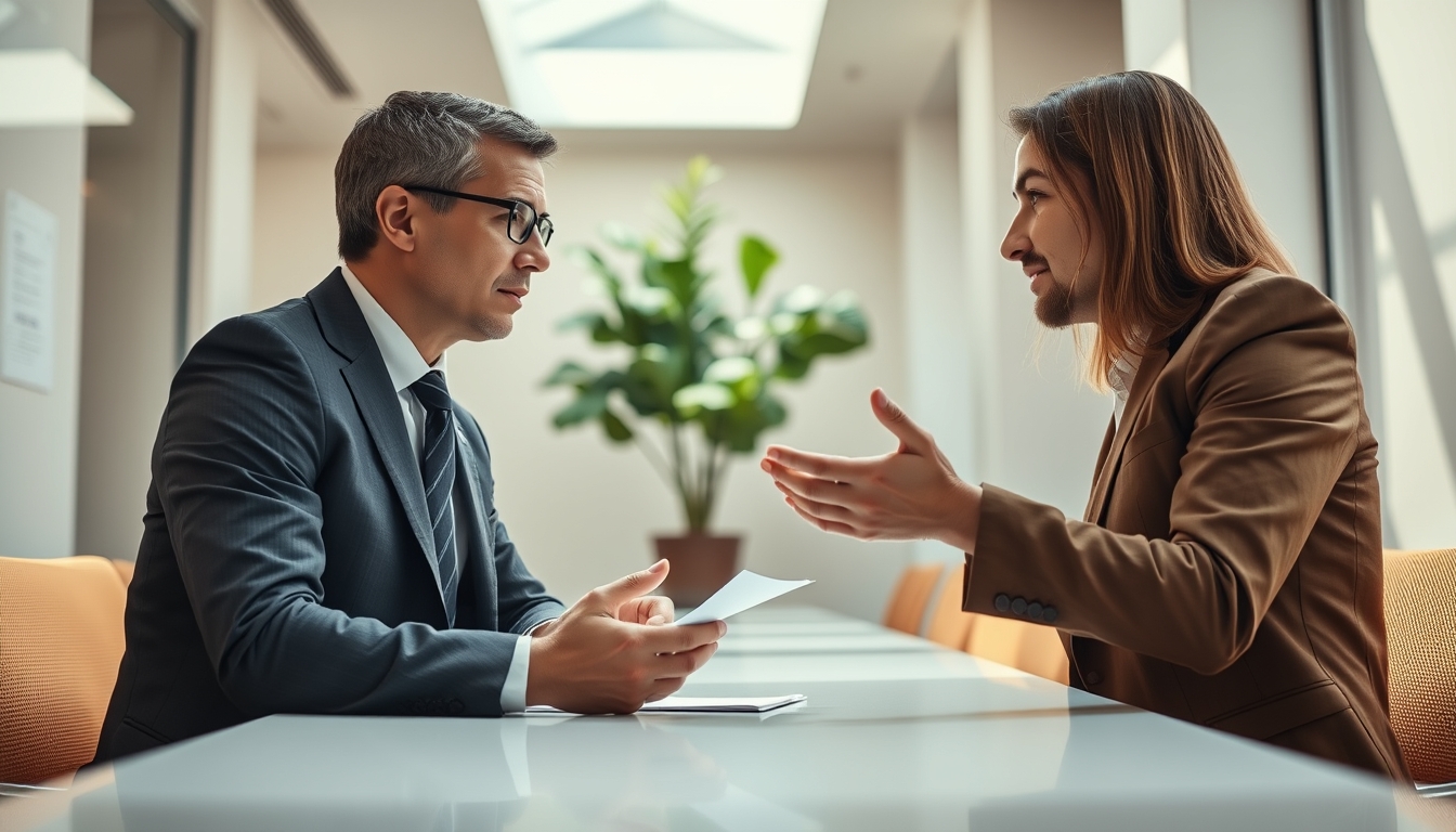 banker explaining interest rate to a client in editorial style