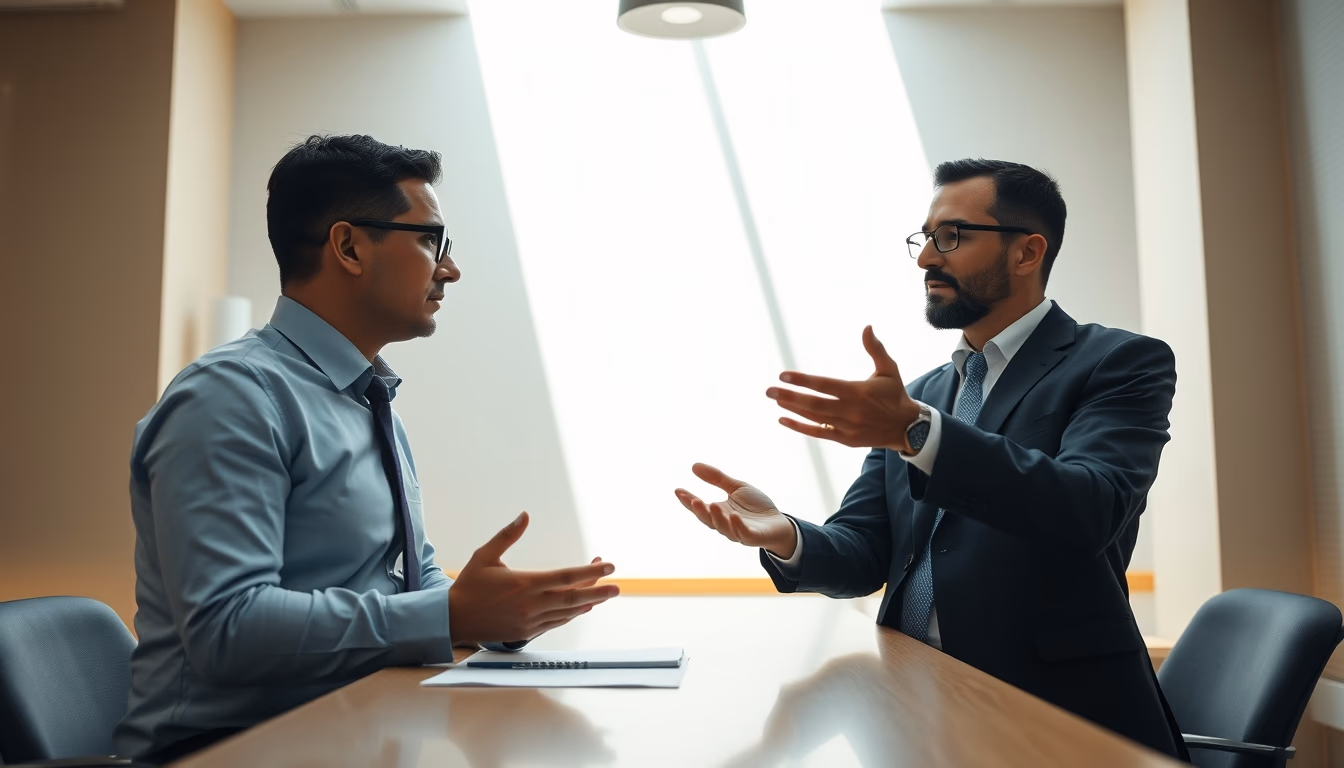 banker explaining interest rate to a client in editorial style