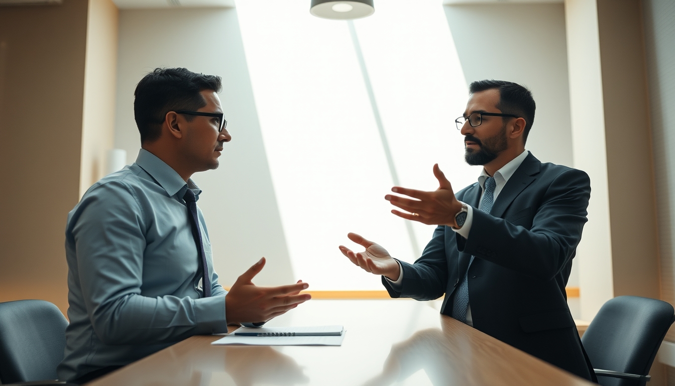 banker explaining interest rate to a client in editorial style