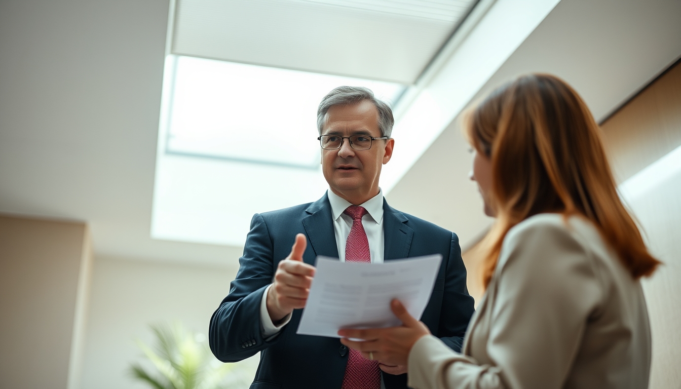 banker explaining interest rate to a client in editorial style