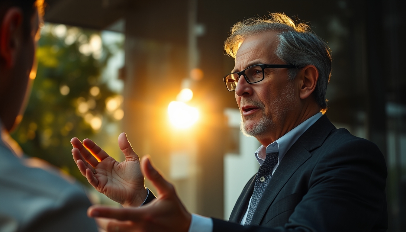 banker explaining interest rate to a client in editorial style