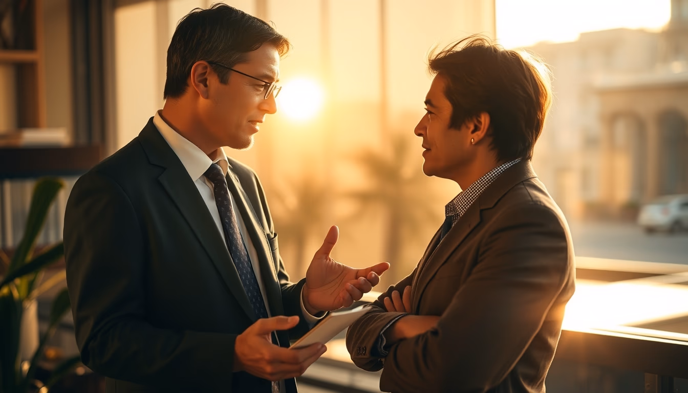 banker explaining interest rate to a client in editorial style