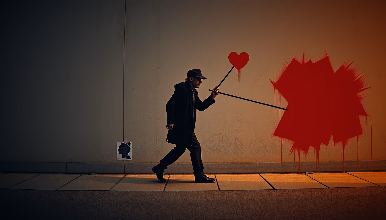 banksy street stencil in editorial style