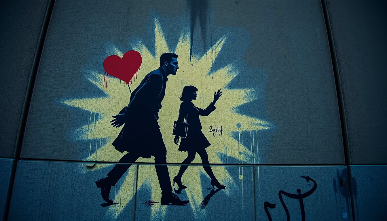 banksy street stencil in editorial style