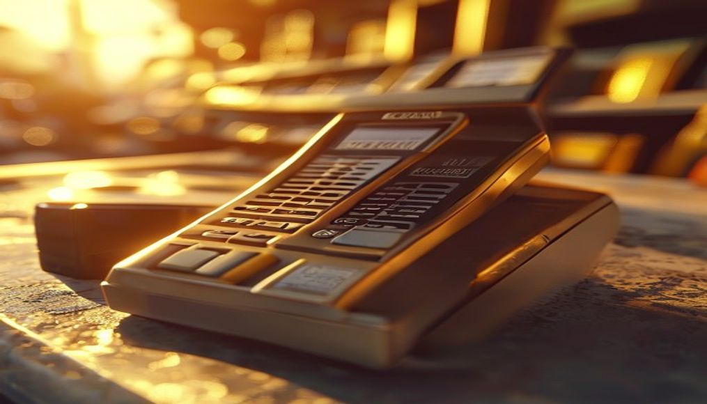 barcode scanner at checkout in editorial style