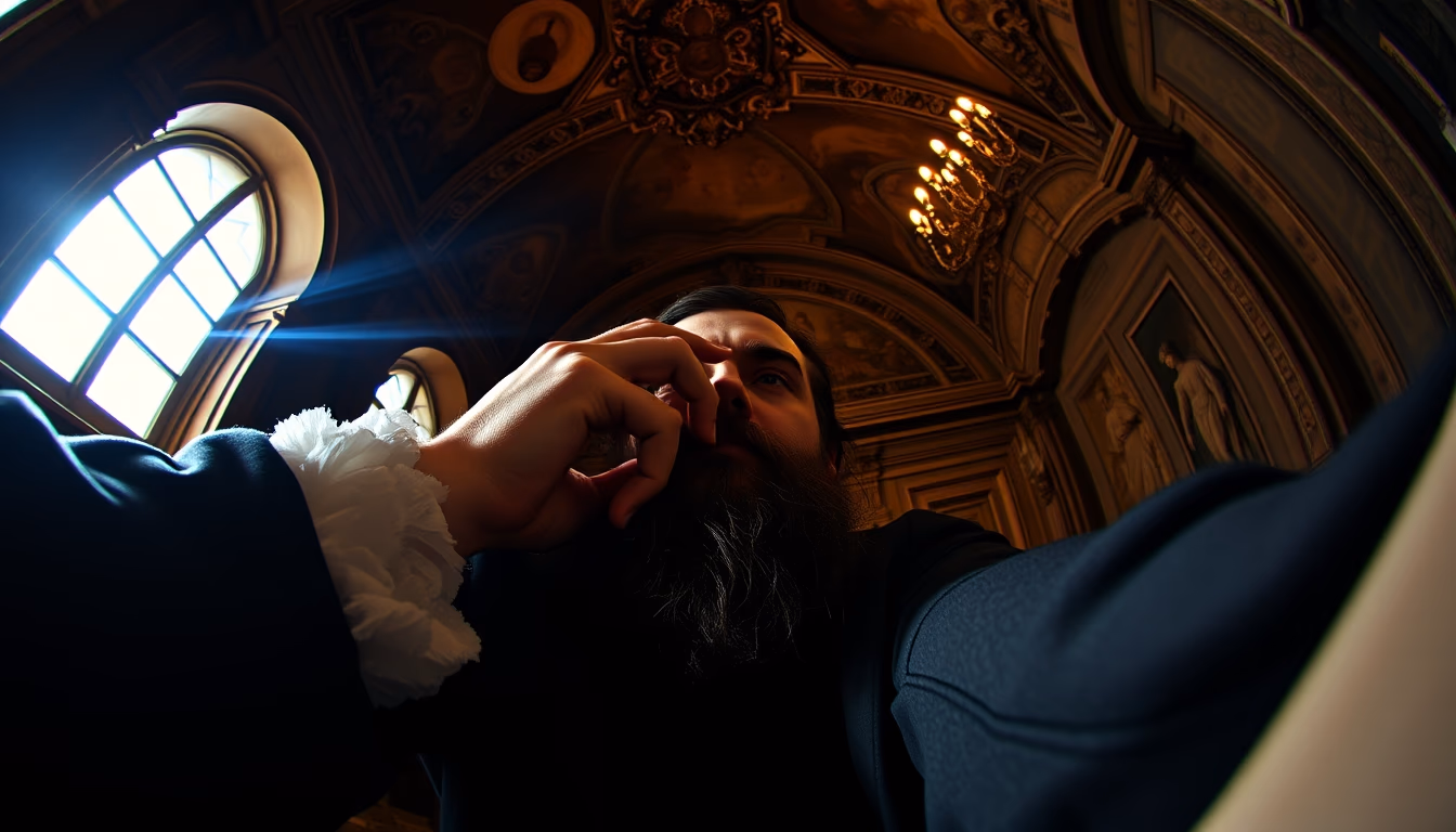 baroque drama caravaggio in editorial style