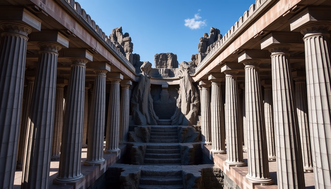 basalt columnar formations in editorial style