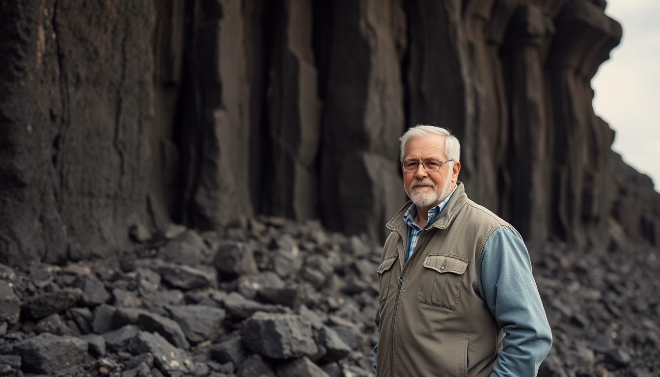 basalt columnar formations in editorial style