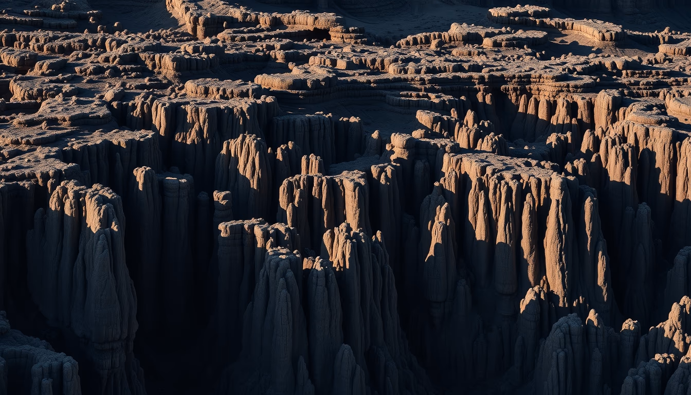 basalt columnar formations in editorial style