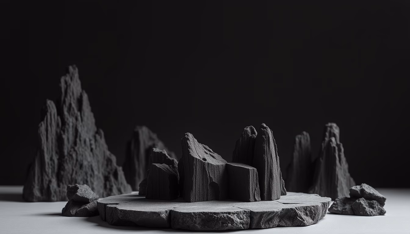 basalt columnar formations in editorial style