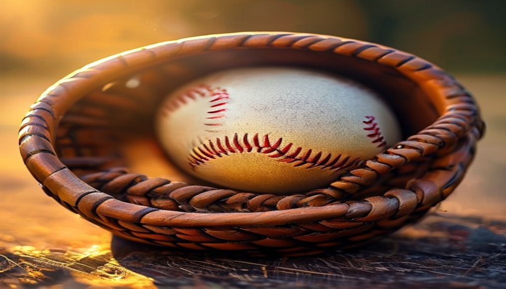 Baseball mitt and ball wooden em estilo editorial