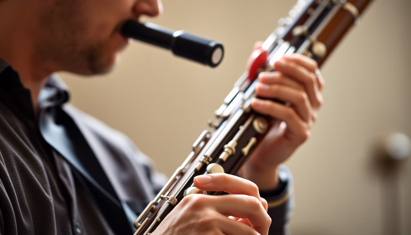 bassoon double reed in editorial style