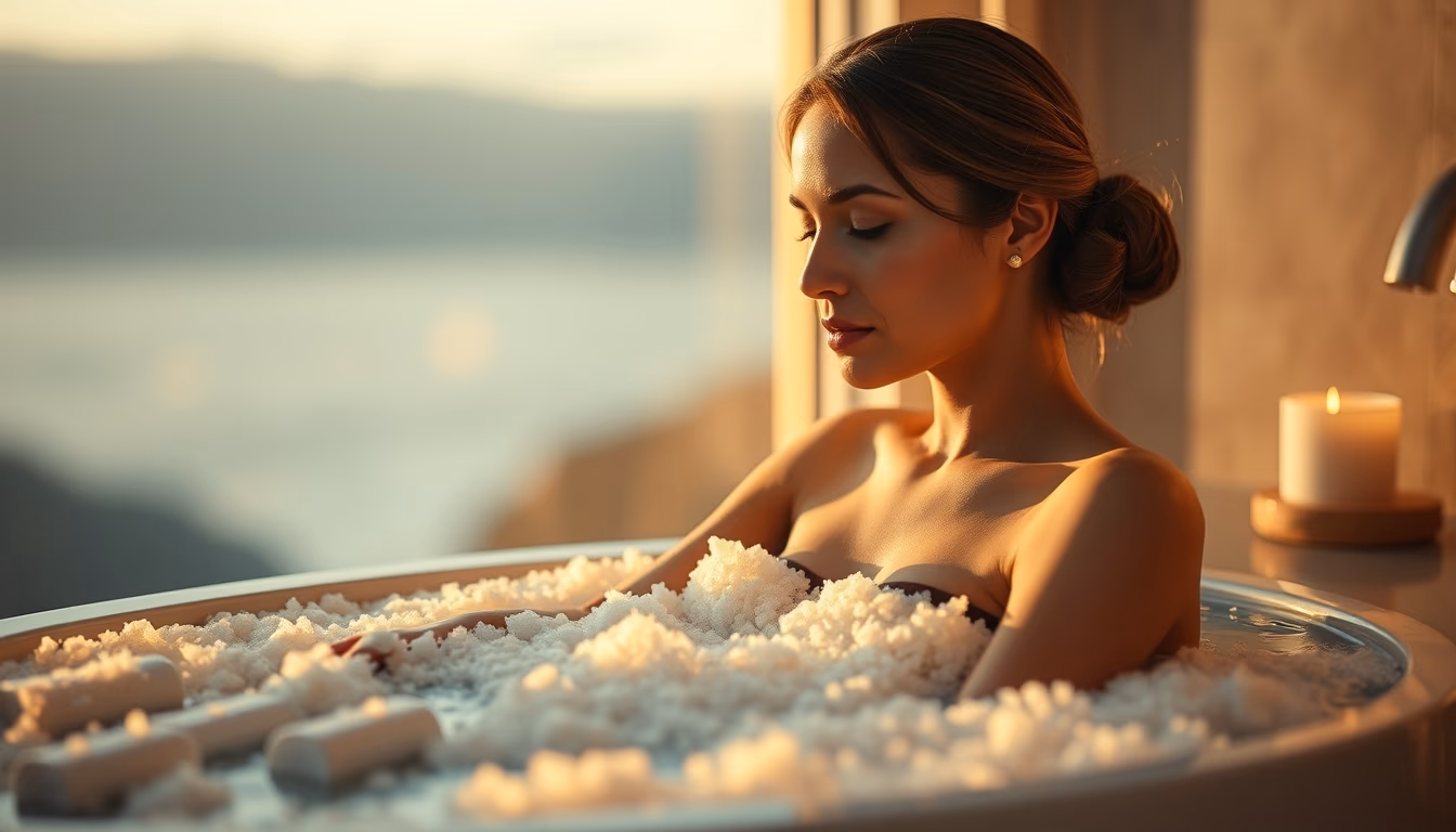bath salts spa luxury in editorial style