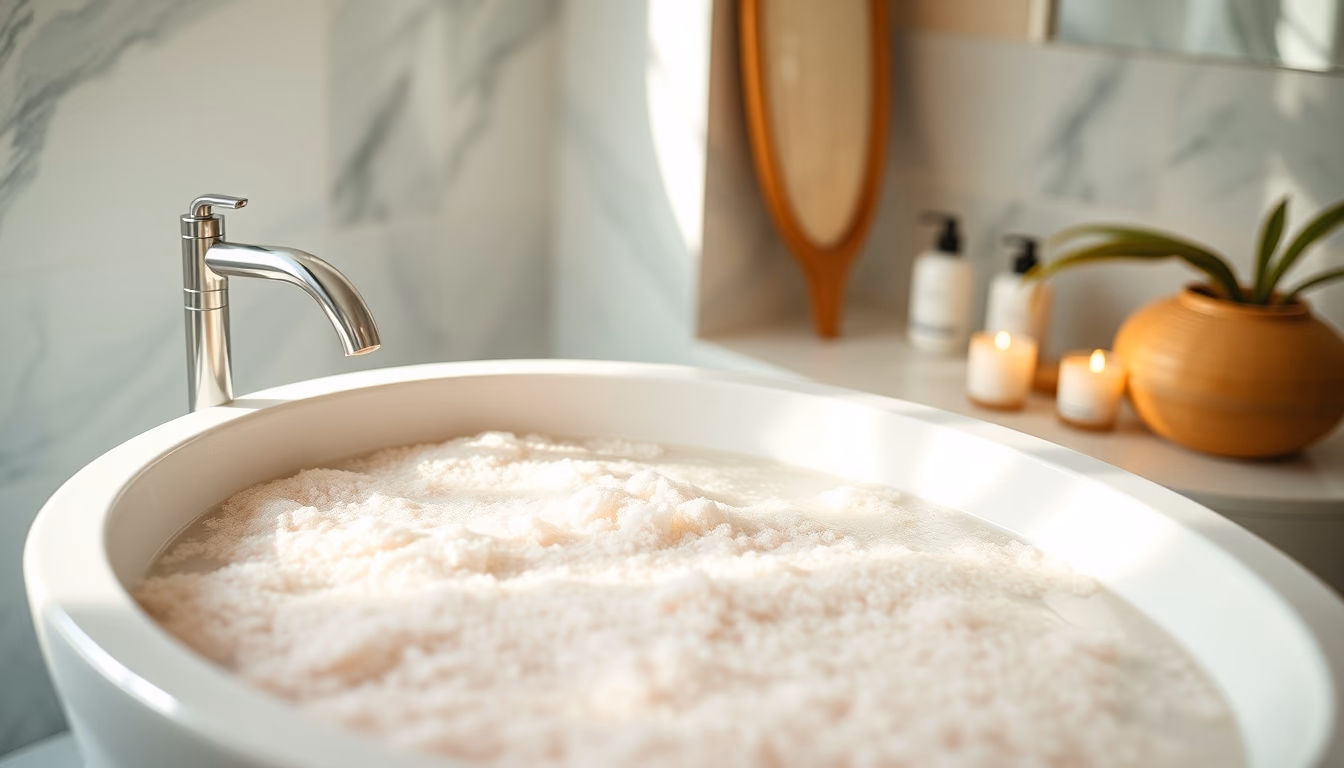 bath salts spa luxury in editorial style