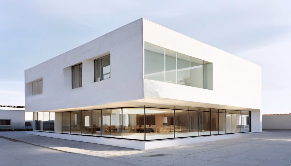bauhaus building dessau in editorial style