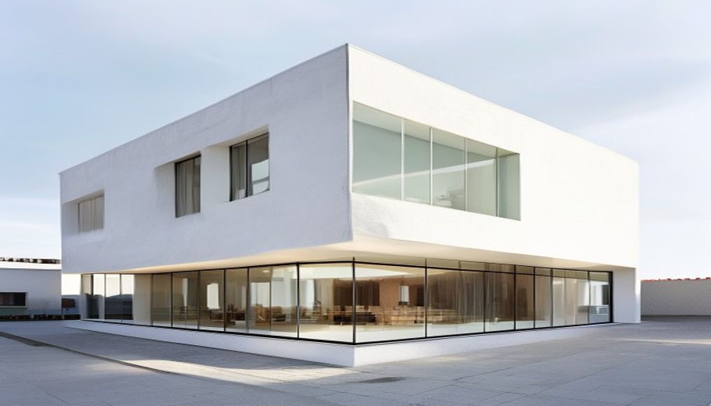 bauhaus building dessau in editorial style