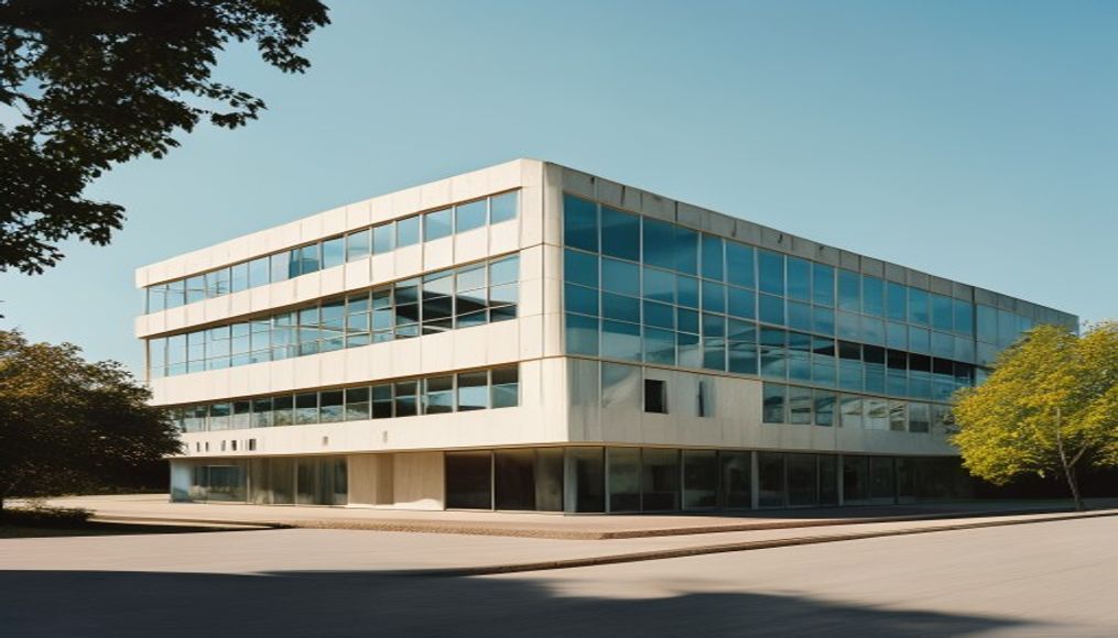 bauhaus building dessau in editorial style
