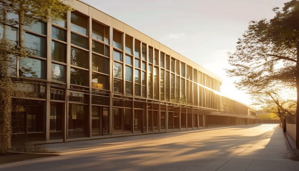 bauhaus building dessau in editorial style